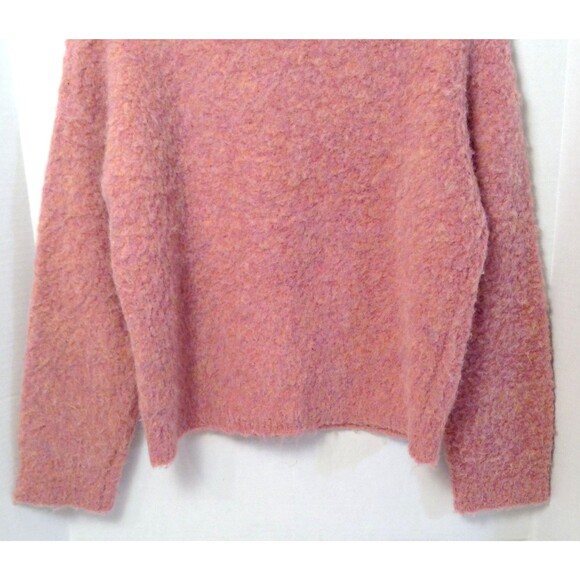 Universal Thread Sweater Wn S Pink Poly Wool Fuzzy Knit Chunky Boxy Grandma Boho - Picture 7 of 9